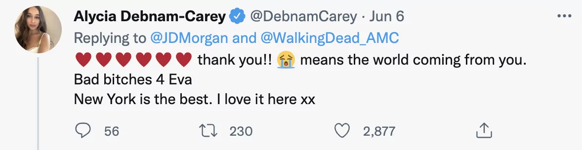 Alycia Debnam-Carey Tweet