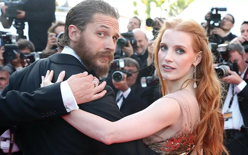 Jessica Chastain and Tom Hardy at the Lawless premiere