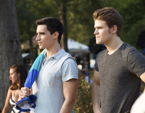 Pictured: (L-R) Marco James as Liam and Paul Wesley as Stefan Photo Credit: Bob Mahoney/The CW