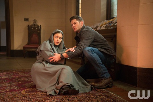 Pictured: (L-R) Rachel Keller as Sister Mathias and Jensen Ackles as Dean Photo Credit: Liane Hentscher/ The CW