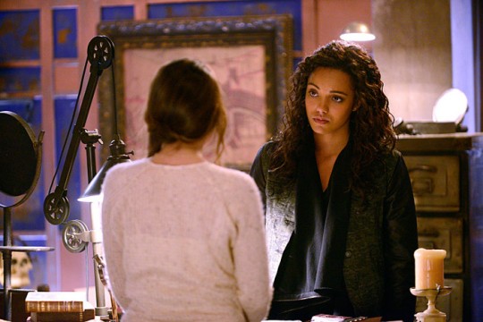 Pictured: (L-R) Danielle Campbell as Davina (back to camera) and Maisie Richardson Sellers as Rebekah Photo Credit: Guy D'Alema/The CW