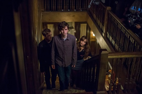 Pictured: Freddie Highmore, Olivia Cooke and Max Thieriot Photo Credit:James Dittiger/ A&E Networks
