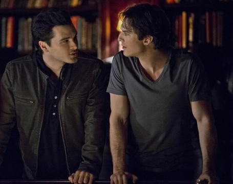 Pictured: (L-R) Michael Malarkey as Enzo and Ian Somerhalder as Damon Photo Credit: Wilford Harewood/The CW