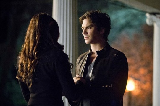 Pictured: (L-R) Nina Dobrev as Elena (back to camera) and Ian Somerhalder as Damon Photo Credit: Wilford Harewood/The CW