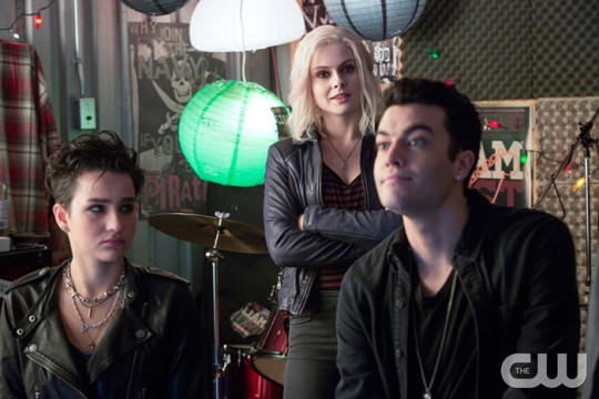 Pictured (L-R): Bex Taylor-Klaus as Teresa, Rose McIver as Olivia "Liv" Moore, and Rhys Ward as Cameron -- Photo: Liane Hentscher/The CW