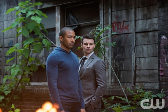 Pictured: Charles Michael Davis as Marcel and Daniel Gillies as Elijah Photo Credit: Annette Brown/ The CW