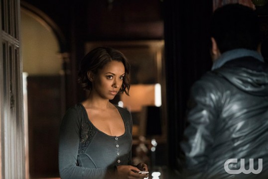 Pictured: Kat Graham as Bonnie and Michael Malarkey as Enzo Photo Credit: Tina Rowden/ The CW