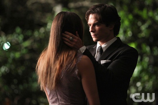 Pictured: Nina Dobrev as Elena (back to camera) and Ian Somerhalder as Damon Photo Credit: Annette Brown/ The CW
