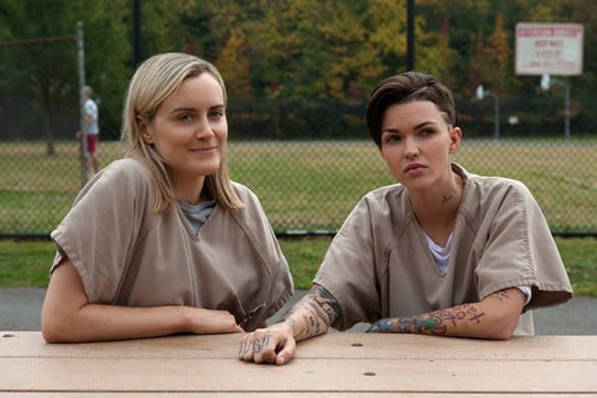 Taylor Schilling and Ruby Rose in season 3 of Netflix's "Orange is the New Black." Photo Credit: JoJo Whilden/Netflix