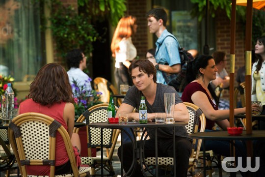 Pictured (L-R): Kat Graham as Bonnie (back to camera) and Ian Somerhalder as Damon Photo: Bob Mahoney/The CW 