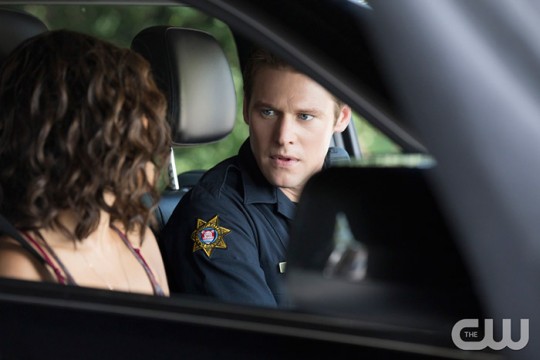Pictured (L-R): Kat Graham as Bonnie and Zach Roerig as Matt Photo Credit: Bob Mahoney/The CW