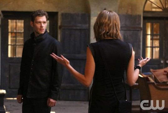 Pictured (L-R): Joseph Morgan as Klaus and Riley Voelkel as Freya Photo Credit: Quantrell Colbert/The CW