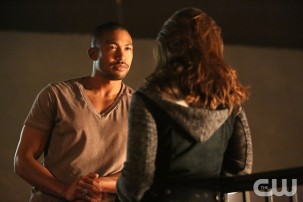 Pictured (L-R): Charles Michael Davis as Marcel and Danielle Campbell as Davina (back to camera) Photo Credit: Quantrell Colbert/The CW