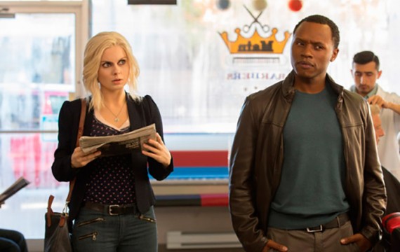 Pictured (L-R): Rose McIver as Liv and Malcolm Goodwin as Clive Photo Credit: Jack Rowand/The CW