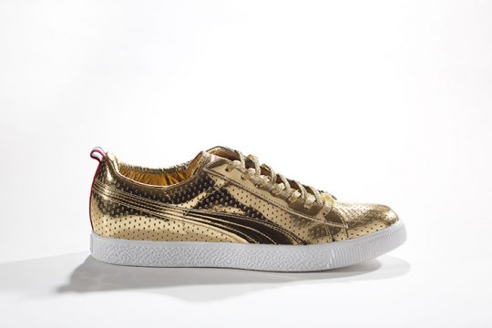 PUMA x Undefeated Clyde Gametime Gold, 2012 PUMA Archives Photo: Ron Wood Courtesy American Federation of Arts/Bata Shoe Museum