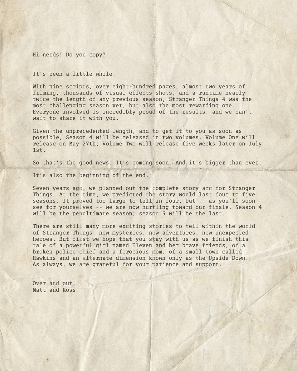 Duffer Letter