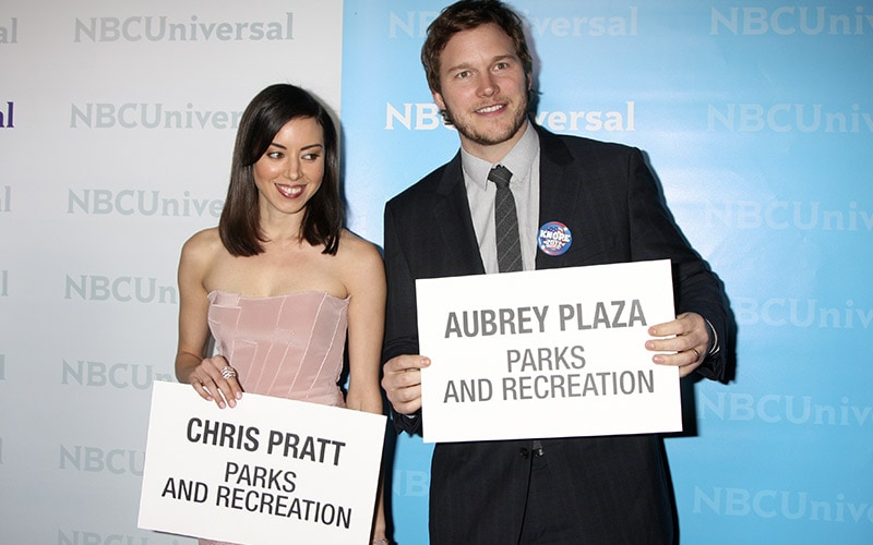 Aubrey Plaza, Chris Pratt arrives at the NBC Universal All-Star Winter TCA Party - Parks and Recreation