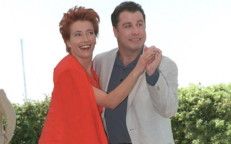 John Travolta Emma Thompson at the photocall in Cannes for their movie Primary Colors