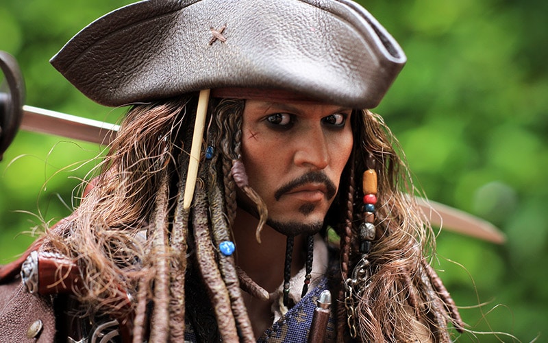 Johnny Depp as the Captain Jack Sparrow,