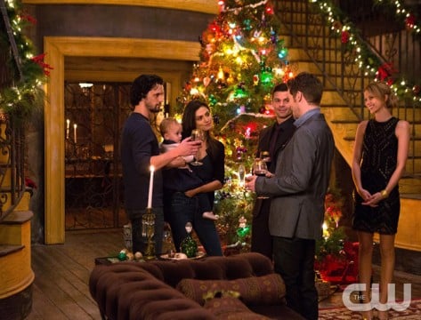 Pictured (L-R): Nathan Parsons as Jackson, Phoebe Tonkin as Hayley, Daniel Gillies as Elijah, Joseph Morgan as Klaus and Riley Voelkel as Freya Photo Credit: Eli Joshua Ade/The CW